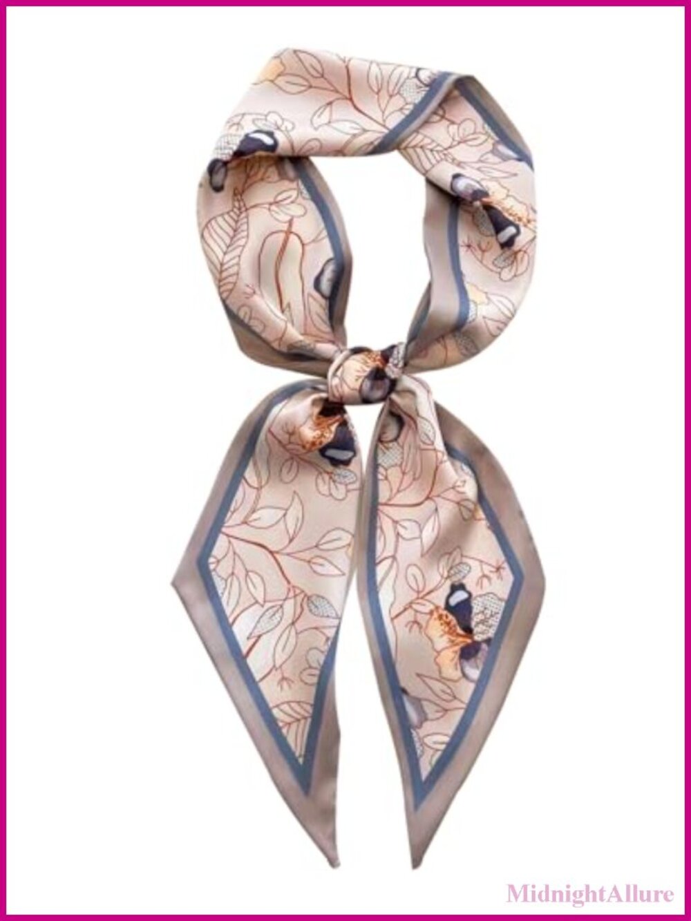 Satin Silk Floral Head Scarf Hair Neck Bag Wrap Thin Long Fashion Women
